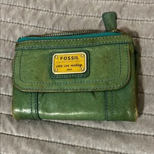 ☀️ 2/$12 Fossil Blue-Green Leather Women's Wallet